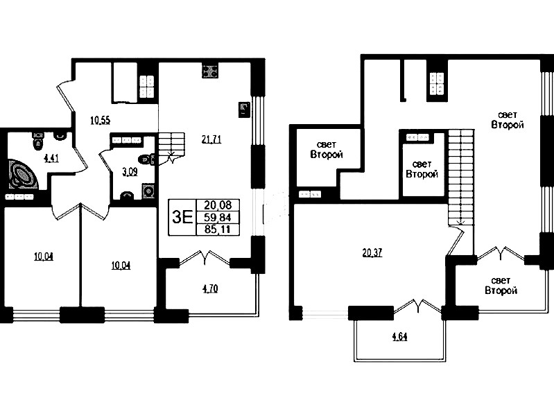 2-комнатная квартира 85.11 м², 4/4 эт., ЖК «Ranta Residence»